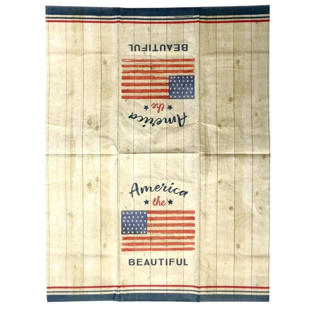 4th of July Decoupage Napkin Bundle Patriotic Stars & Stripes US Flag, 13 pcs